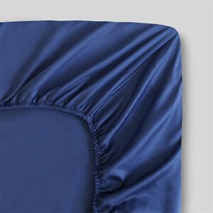 100% Organic Cotton King Dark Blue Fitted Sheet - Al Haseeb Textiles