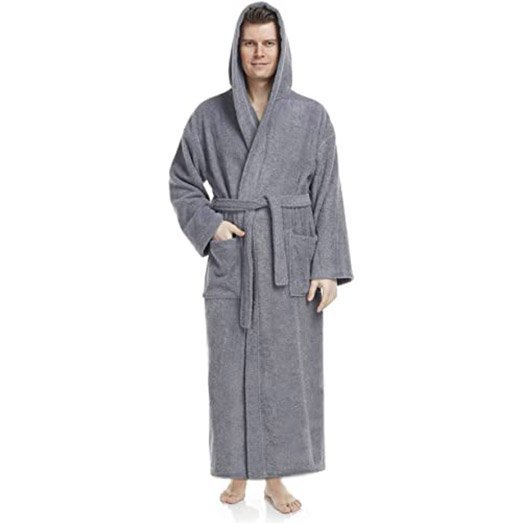 Arus Men Turkish Cotton Hooded Bathrobe