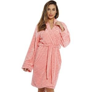 Kimono Robe Velour Scalloped Texture Bath Robes for Women
