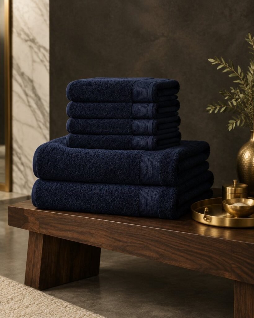 Navy Egyptian cotton towel set