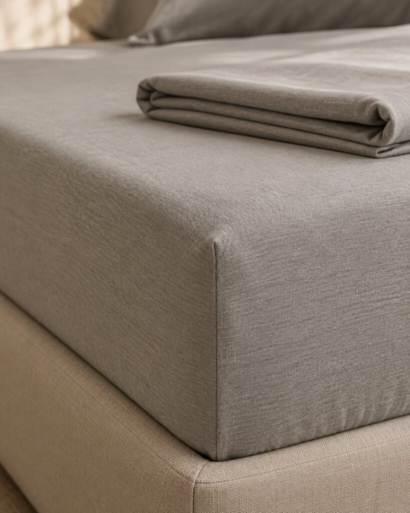 Jersey fitted sheet on a mattress
