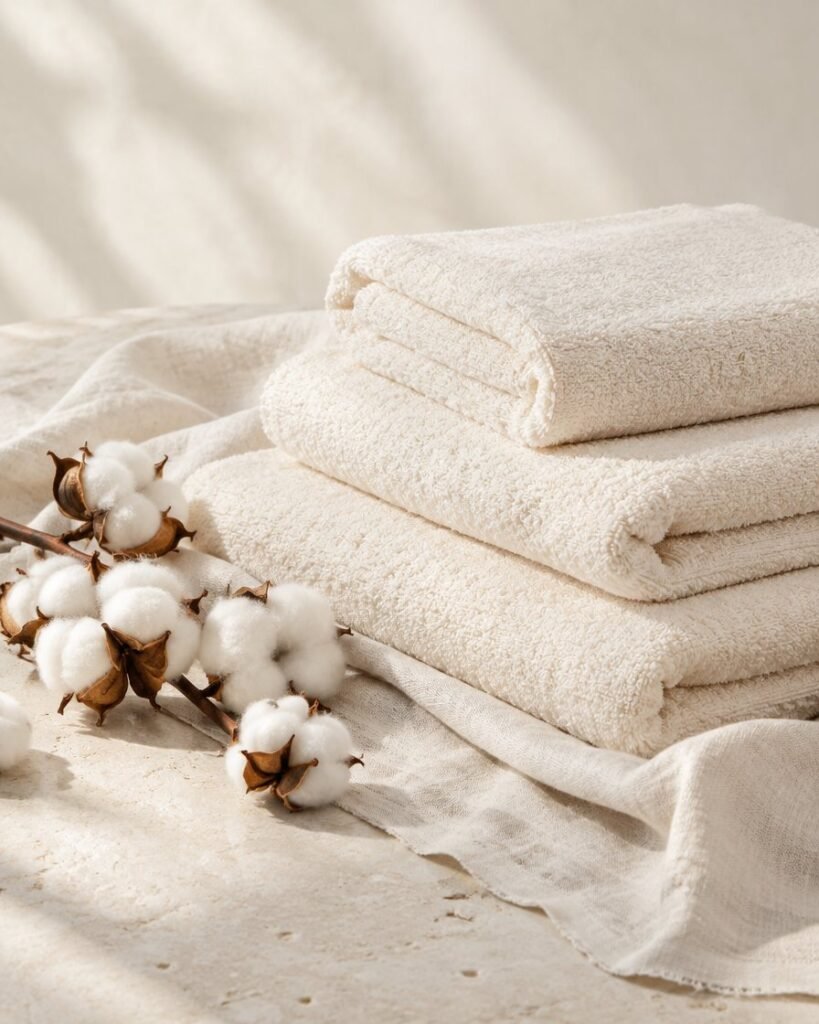 Natural organic cotton towels