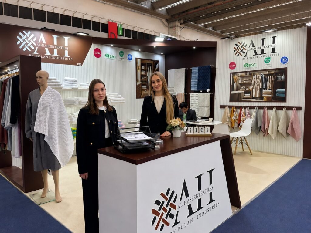 Al Haseeb Textiles team welcoming buyers at Heimtextil 2025, Frankfurt