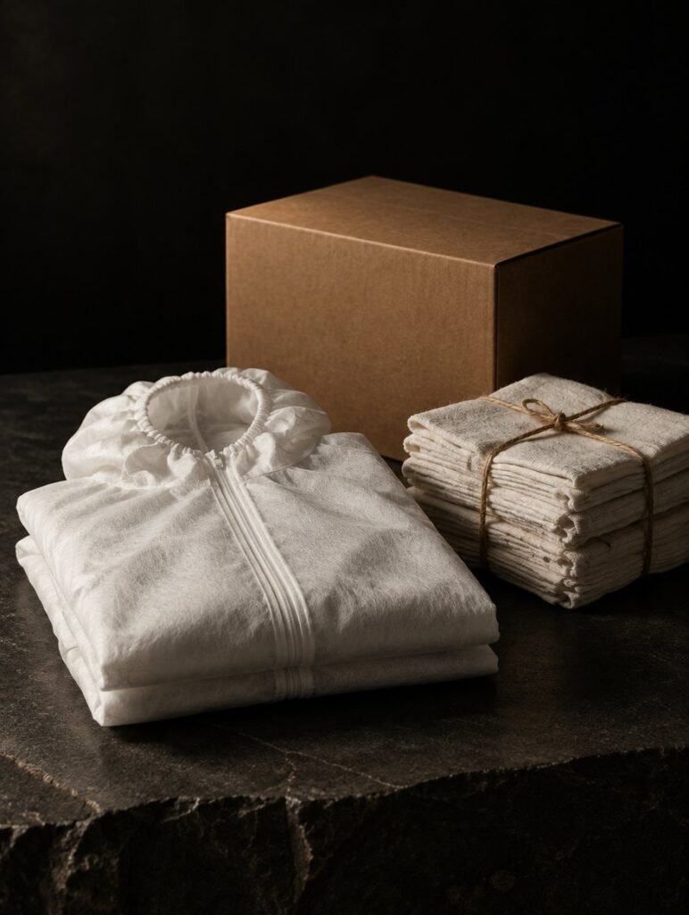 Disposable non-woven coverall, cotton rags and carton – Al Haseeb Non Woven & Packaging