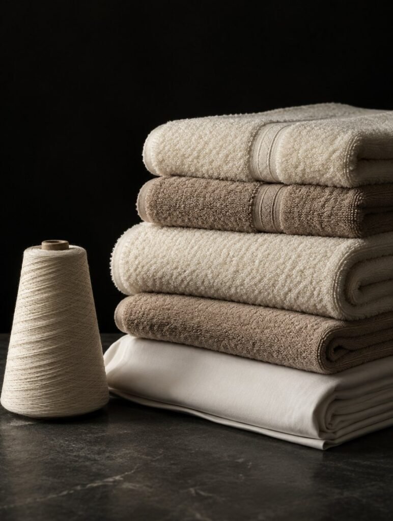 Folded terry towels and bed linen – Al Haseeb Textiles